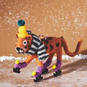 Brand New Anthropologie Wild Bundled Up Ornament  Leopard Christmas Decor